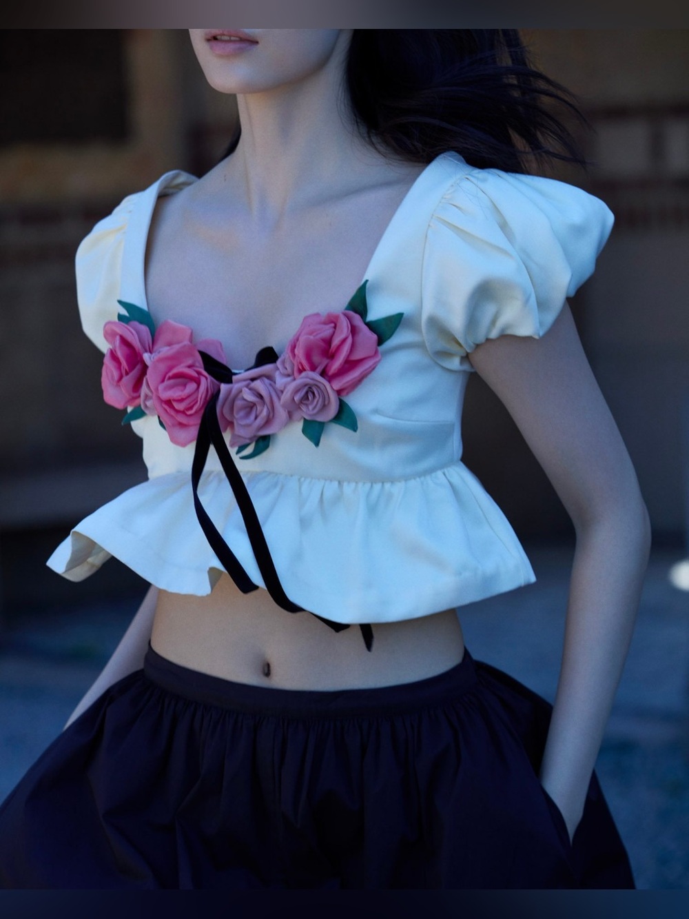 Super Rare For Love and Lemons Rosalie Peplum Crop Top size Small NWT